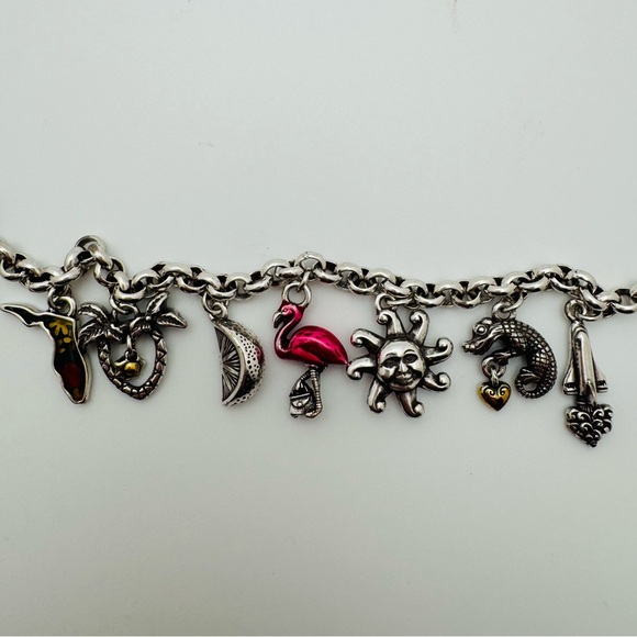 Brighton Retired Florida Charm Bracelet Flamingo Sun Alligator - Picture 3 of 11